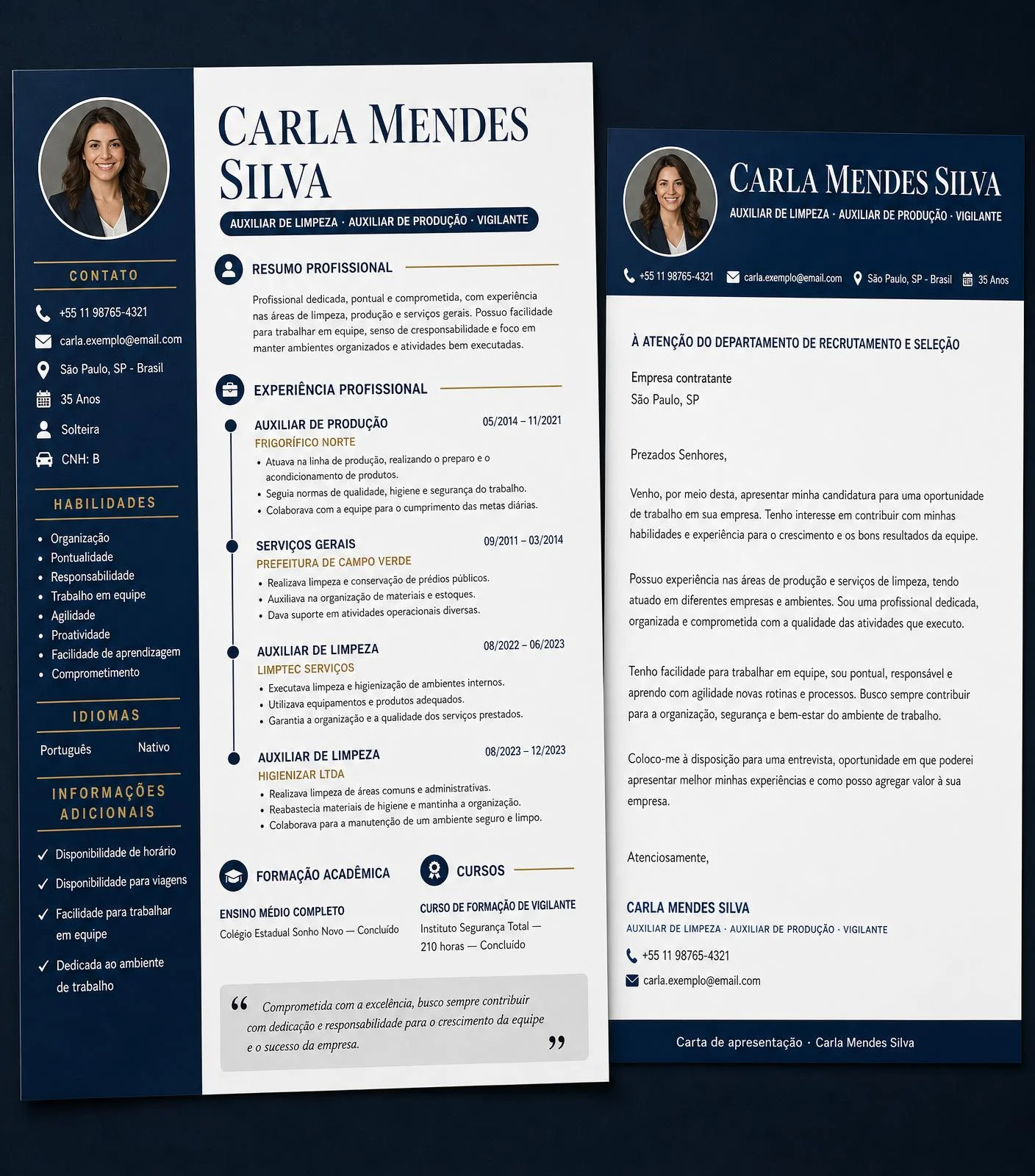 Exemplo de currículo europeu com carta de apresentação